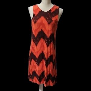Cato Orange and Black Chevron Sleeveless Dress